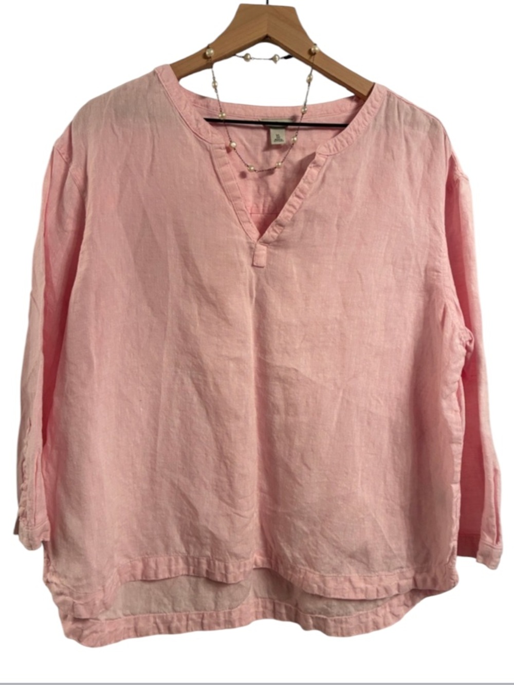 Pretty light pink linen top size XL Lands End beach vibes